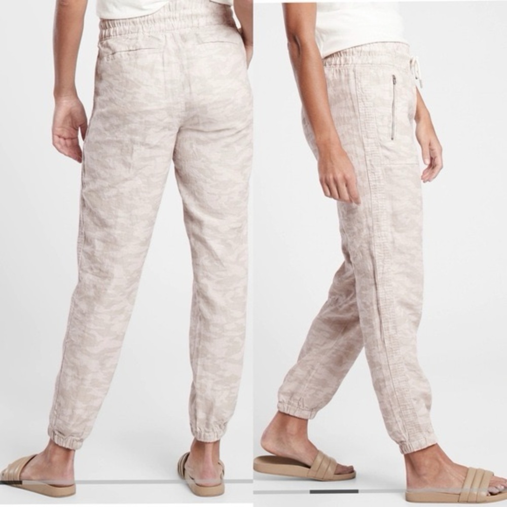 ATHLETA - Cabo Tide Linen Jogger Pants - Neutral Camo - Size 0